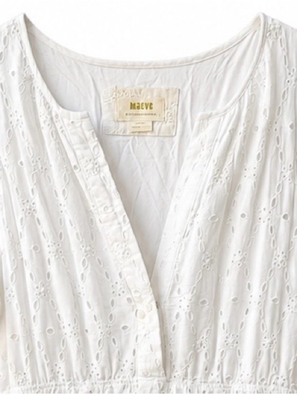 Anthropologie Maeve White Eyelet Midi Dress XL Fall Wedding Guest - Picture 2 of 3